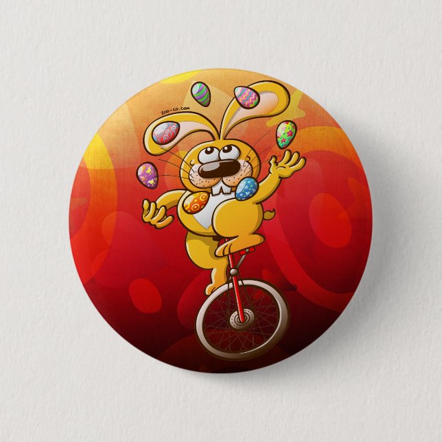 Easter Bunny Juggling Eggs 6 Cm Round Badge (Front)