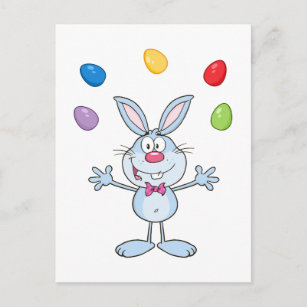 Easter Bunny Juggling Eggs Holiday Postcard