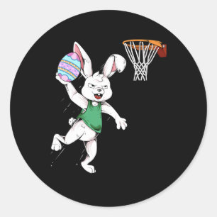 Easter Bunny Kids Boys Men Rabbit Dunking Bysketby Classic Round Sticker