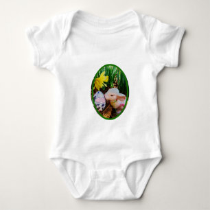 Easter Bunny kissing Cow Egg Baby Bodysuit