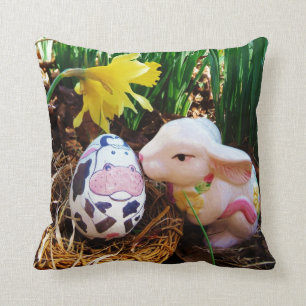Easter Bunny kissing Cow Egg Paper Cushion