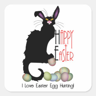 Easter Bunny Le Chat Noir Square Sticker