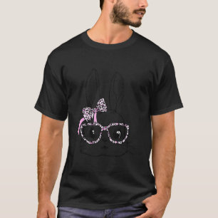 Easter Bunny Leopard Bow Tie Glasses Easter Day Wo T-Shirt