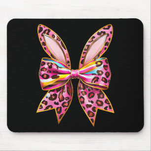 Easter Bunny Leopard Coquette Bow Happy Easter Gir Mouse Pad