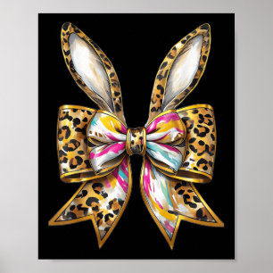 Easter Bunny Leopard Coquette Bow Happy Easter Gir Poster