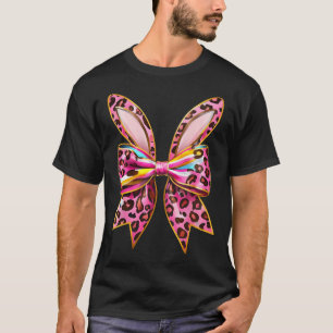 Easter Bunny Leopard Coquette Bow Happy Easter Gir T-Shirt