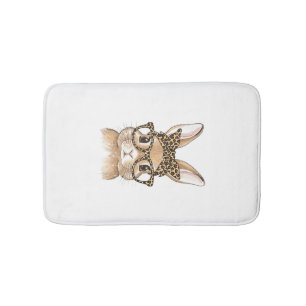 Easter Bunny Leopard Glasses Bandana Rabbit Women  Bath Mat