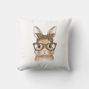 Easter Bunny Leopard Glasses Bandana Rabbit Women  Cushion