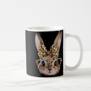 Easter bunny leopard glasses bandanna rabbit kids coffee mug