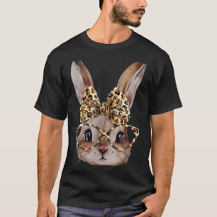 Easter bunny leopard glasses bandanna rabbit kids T-Shirt