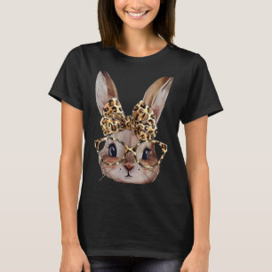 Easter bunny leopard glasses bandanna rabbit kids T-Shirt
