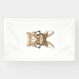 Easter Bunny Leopard Glasses Bandanna Rabbit Women Banner