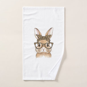 Easter Bunny Leopard Glasses Bandanna Rabbit Women Hand Towel