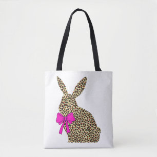 Easter Bunny Leopard Plaid Buffalo Rabbit Easter Tote Bag