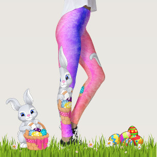 Easter Bunny Let's Dye Eggs Colourful Fun Leggings