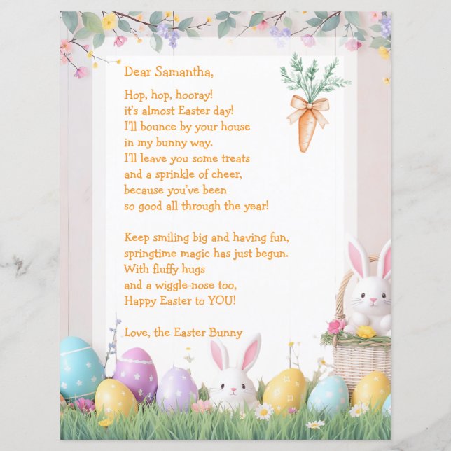 Easter Bunny Letter and Games for Children (Front)