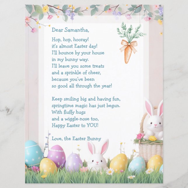 Easter Bunny Letter and Games for Children (Front)