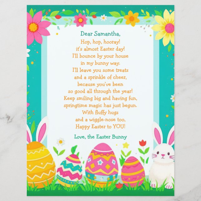Easter Bunny Letter and Question Game for Children (Front)