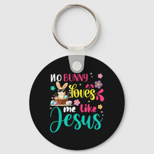 Easter Bunny Loves Like Jesus Christian Women Kids Key Ring