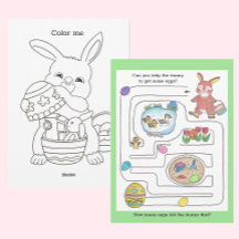 Easter Bunny Maze & Colouring Page Activity Card