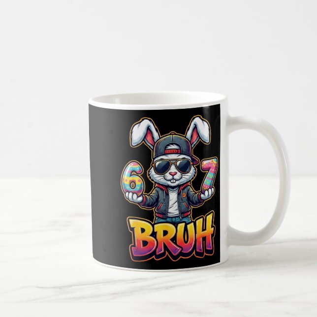 Easter Bunny Meme Bruh – Funny 6 7 Easter Eggs Des Coffee Mug (Right)