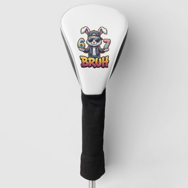 Easter Bunny Meme Bruh  Funny 6 7 Easter Eggs Desi Golf Head Cover (Front)