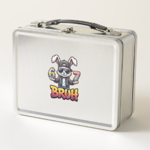 Easter Bunny Meme Bruh  Funny 6 7 Easter Eggs Desi Metal Lunch Box