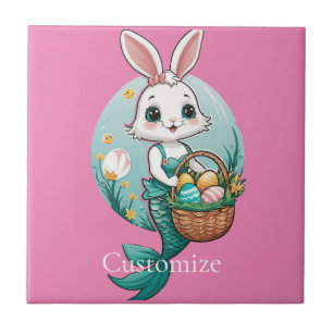 Easter Bunny Mermaid Thunder_Cove Ceramic Tile