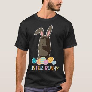 Easter Bunny Moai Statue With Colorful Easter Eggs T-Shirt