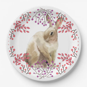 Easter Bunny Modern floral Paper Plate