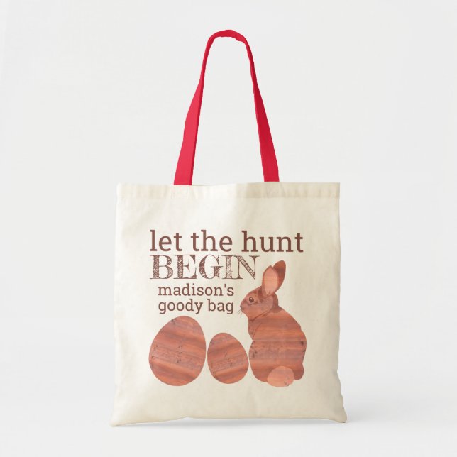 Easter Bunny Modern Rustic Kids Easter Egg Hunt Tote Bag (Front)