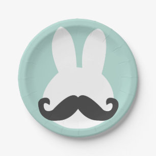 Easter Bunny Moustache Paper Plates