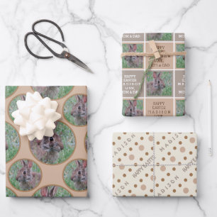 Easter Bunny Neutral Polka Dot Personalised Wrapping Paper Sheet