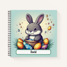 Easter Bunny Notebook With Custom Nametag
