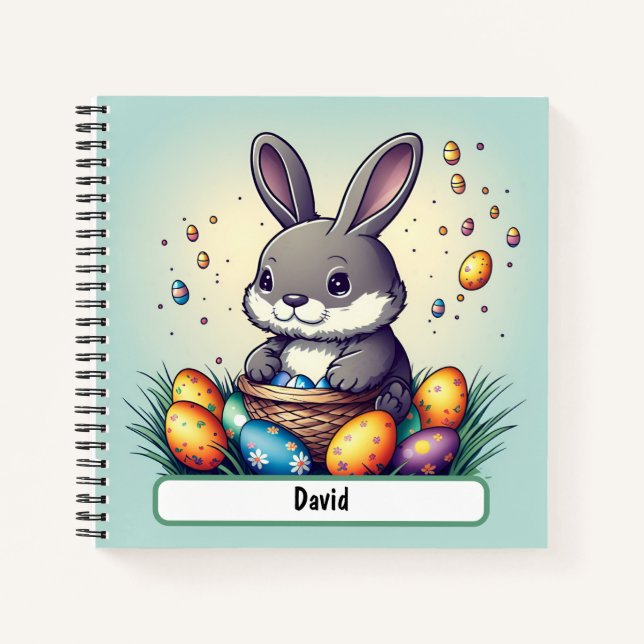 Easter Bunny Notebook With Custom Nametag (Front)