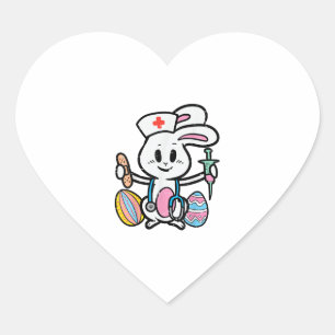 Easter Bunny Nurse Stethoscope Cute Rabbit Scrub Heart Sticker