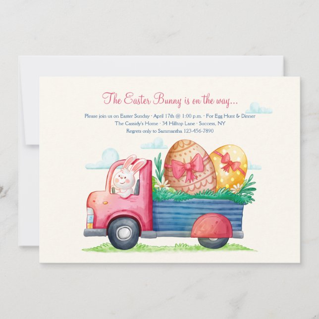Easter Bunny On His Way Invitation (Front)
