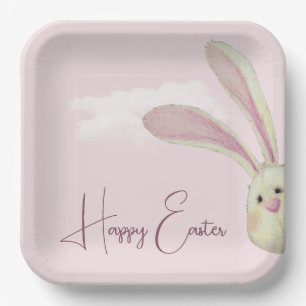 Easter Bunny On Pink Paper Plate