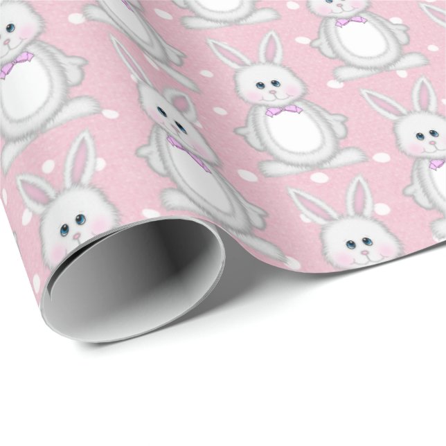 Easter Bunny On Polka Dots Wrapping Paper (Roll Corner)