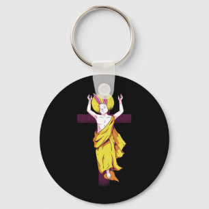 Easter Bunny On The Cross With Halo Key Ring