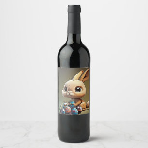 Easter bunny on wine glass label