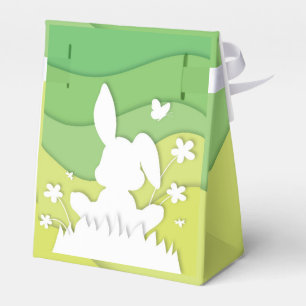 Easter bunny paper cut green nature spring favour box