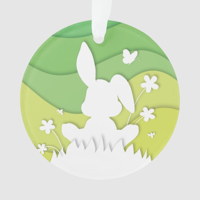 Easter bunny papercut spring holidays ornament (Front)