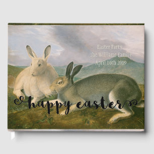 Easter Bunny Party Cute Hare Couple Watercolor Guest Book