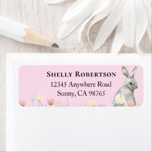 Easter Bunny Pastel Pink Address Labels