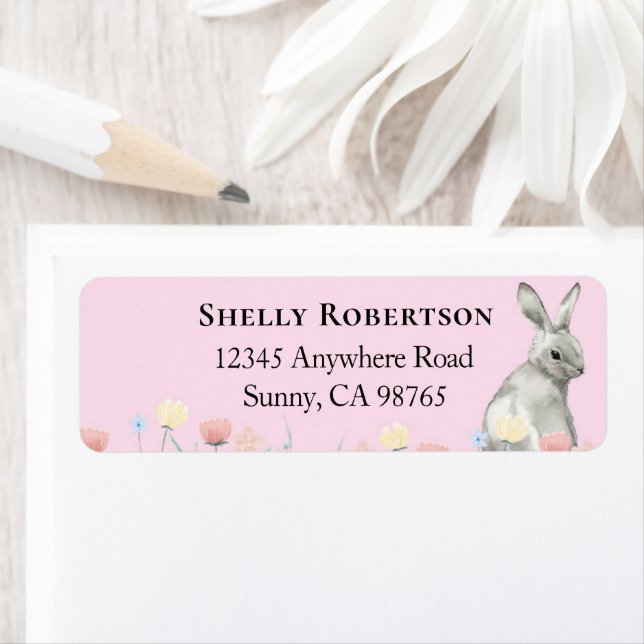 Easter Bunny Pastel Pink Address Labels (Insitu)
