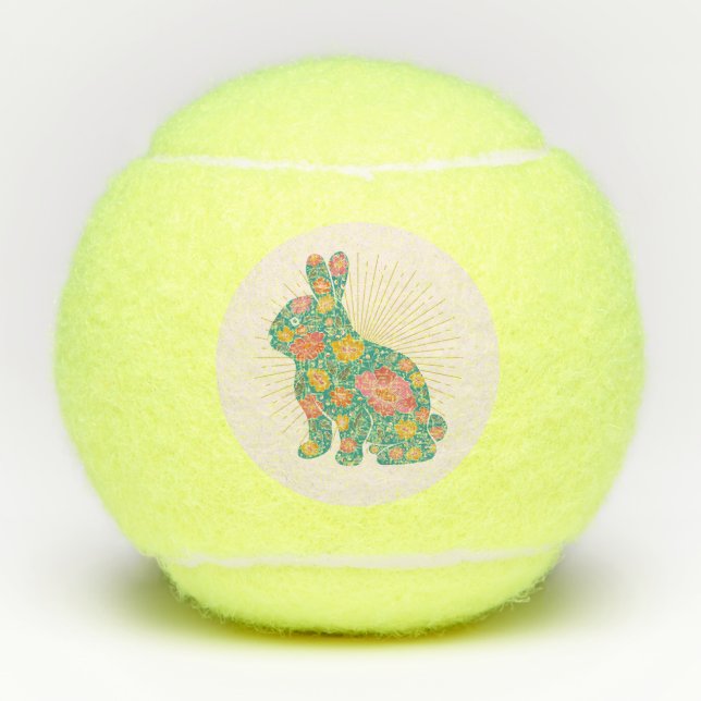Easter Bunny Pastel Retro Floral Tennis Balls (Front)