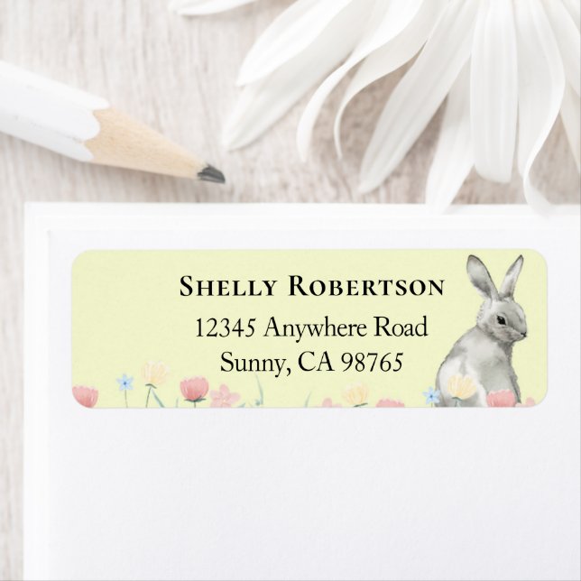 Easter Bunny Pastel Yellow Address Labels (Insitu)