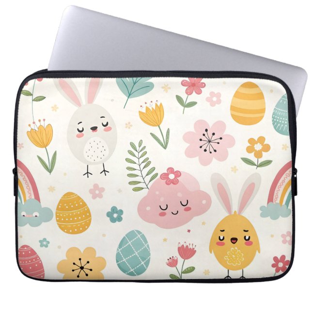 Easter Bunny Pattern Laptop Sleeve (Front)