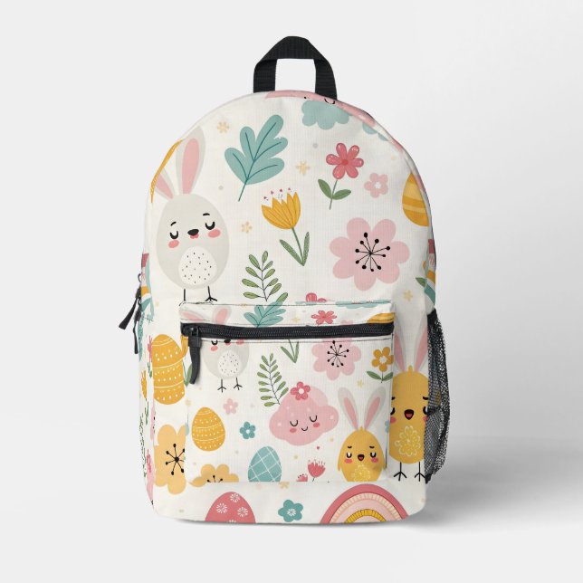 Easter Bunny Pattern Printed Backpack (Front)